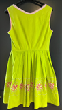 Damen Trachten Dirndl ärmellos Grün, Rosa Stickerei Gr. 34 v. Oscar