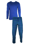 Herren Flanell-Pyjama 2-Teilig Langarm Royal Grau Navy Braun Gr. M L XL 2XL