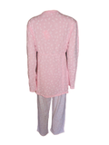 Damen Pyjama Schlafanzug Langarm 3/4 Hose 100% Baumwolle rosa 36/38