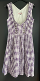 Damen Trachten Dirndl ärmellos weiß lila kariert mit Blumen Gr. 38 v. Steindl