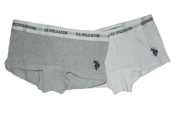 U.S. Polo Damen Panty Unterhose 2er Pack Weiß Grau Gr. XL