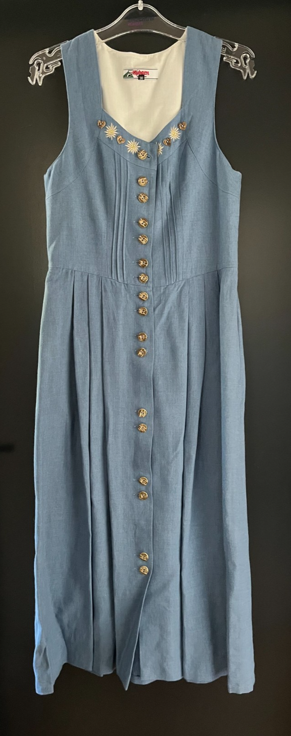Damen Trachten Dirndl ärmellos Blau ca. Gr. 38 v. Alphorn