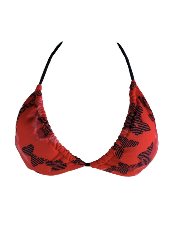 BECO Damen Triangel Bikini Oberteil Neckholder Rot Schwarz SoftCups Gr. 38 40 42