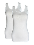 Damen Achselhemd 2er Pack Tanktop Weiß Schwarz Baumwolle 38 40 42 44 46 48 50