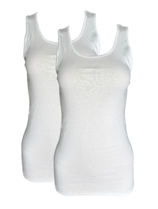 Damen Achselhemd 2er Pack Tanktop Weiß Schwarz Baumwolle 38 40 42 44 46 48 50