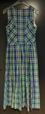 Damen Trachten Dirndl ärmellos Blau, Grün gemustert ca. Gr. 42