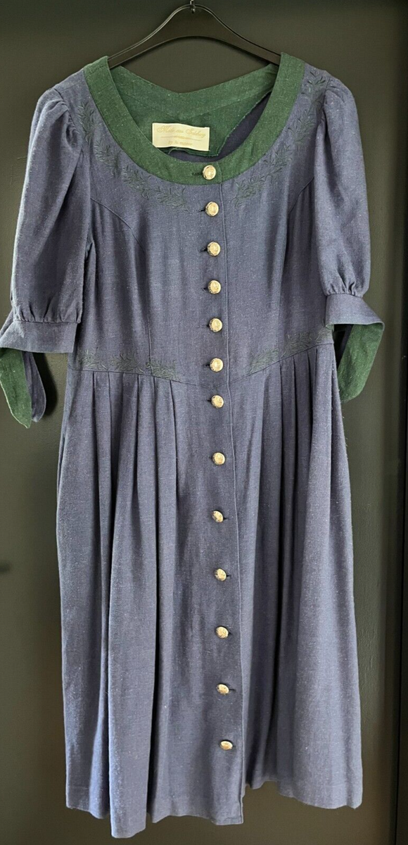 Damen Trachten Dirndl 3/4 Arm Blau-Lila Grün gemustert ca. Gr. 40 v. H. Moser