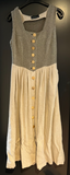 Damen Trachten Dirndl ärmellos Grau, Beige gemustert Gr. 42 v. Berwin & Wolff