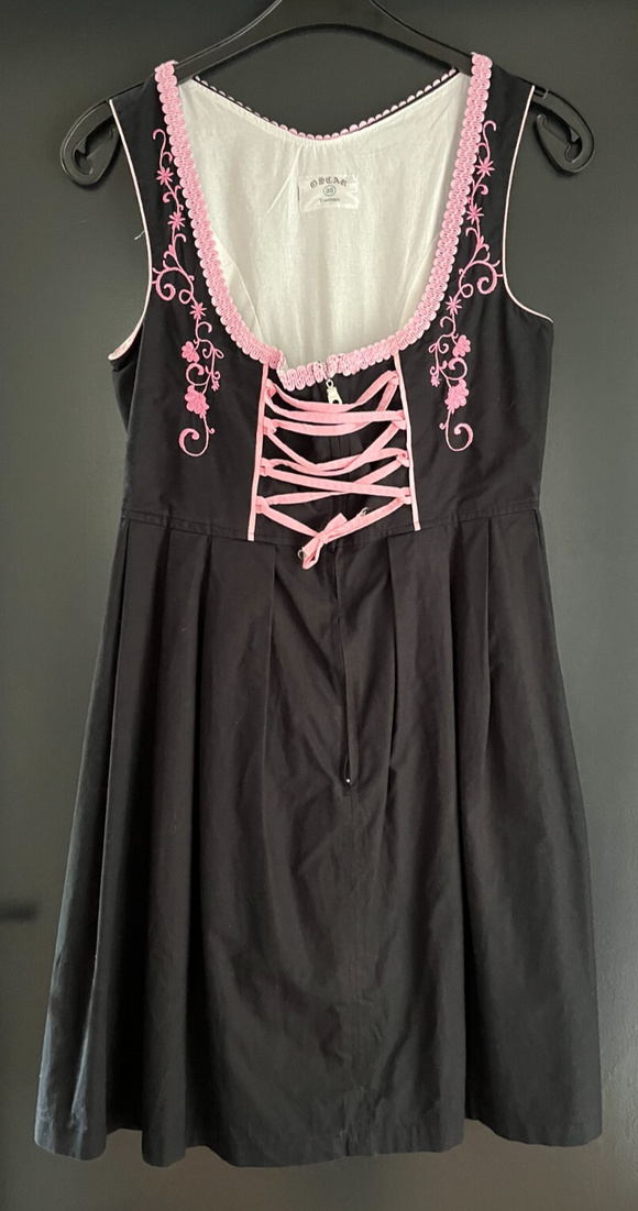 Damen Trachten Dirndl ärmellos schwarz rosa ca. Gr. 38 v. Oscar-Trachten