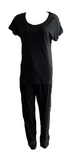Damen Pyjama Schlafanzug mit Spitze Kurzarm Grau, Blau, Schwarz, Rosa Gr. S