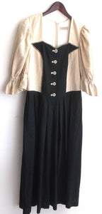 Damen Trachten Kleid Leinen natur, Rock schwarz Gr. 42 v. Landhaus