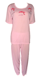 Damen Schlafanzug Pyjama Kurzarm Grün Rosa Blau Orange