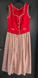 Damen Trachten Dirndl ärmellos Rot, mehrfarbig gemustert ca. Gr. 42