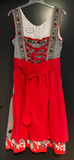Damen Trachten Dirndl ärmellos Schwarz, Weiß mit roter Schürze Gr. 40