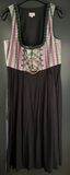 Damen Trachten Dirndl ärmellos Schwarz, Grün-Lila gemustert Gr. 46 v. Alphorn