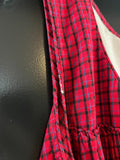 Damen Trachten Dirndl ärmellos Rot, Blau gemustert Gr. 36 v. Herta Kraft