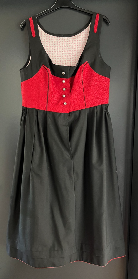 Damen Trachten Dirndl ärmellos schwarz, Rot gemustert ca. Gr. 42