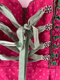 Damen Trachten Dirndl ärmellos rosa, grün weiß gemustert Gr. 34 v. Country Life
