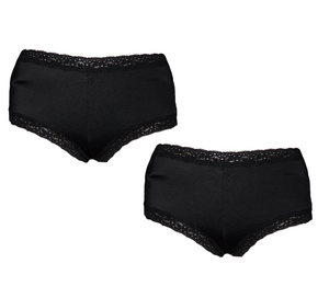 Port Louis Damen Panty 2er Pack Schwarz Weiß Spitze Gr. 36/38 40/42 44/46