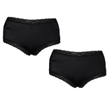 Port Louis Damen Panty 2er Pack Schwarz Weiß Spitze Gr. 36/38 40/42 44/46