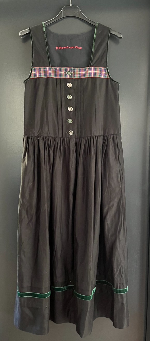 Kinder Trachten Dirndl ärmellos schwarz gemustert ca. Gr. 158
