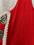Damen Trachten Dirndl ärmellos Rot, weiße Stickerei ca. Gr. 36 v. Steindl