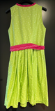 Damen Trachten Dirndl ärmellos Grün gemustert mit Rosa Schürze Gr. 40 v. Janina