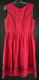 Damen Trachten Dirndl ärmellos Rot mit schwarzer Stickerei ca. Gr. 42 v. Lifos