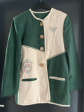 Damen Trachten Janker/Jacke Beige grün mit Stickerei ca. Gr. 38