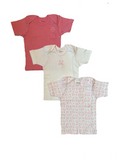 Baby Unterhemd 3er-Pack Lila/Weiß,Rosa/Weiß,Braun/Beige,Blau/Weiß Gr. 74/80