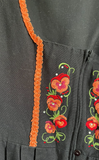 Damen Trachten Dirndl ärmellos Schwarz Orange Stickerei ca. Gr. 36 v. C&A