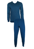 Herren Pyjama 2-Teilig Langarm Navy/Weiß Blau Navy/Rot Baumwolle Gr. M