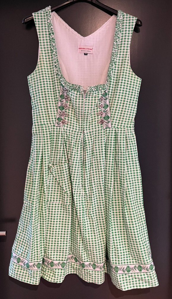 Damen Trachten Dirndl ärmellos grün-weiß kariert Gr. 40 v. Original Steindl