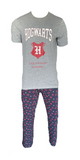 Herren Schlafanzug 2-Teilig Kurzarm Grau Rot Blau Navy Gr. M L XL