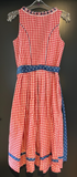 Damen Trachten Dirndl ärmellos Rot-Weiß, Blau mit Schürze Gr. 36 v. Country Life