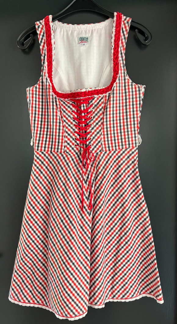 Damen Trachten Dirndl ärmellos Rot kariert ca. Gr. 36 v. Country Line