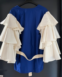 Damen Trachten Bluse langarm Blau, Creme ca. Gr. 42