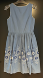 Damen Trachten Dirndl ärmellos Blau mit Stickerei ca. Gr. 36 v. Pawlik
