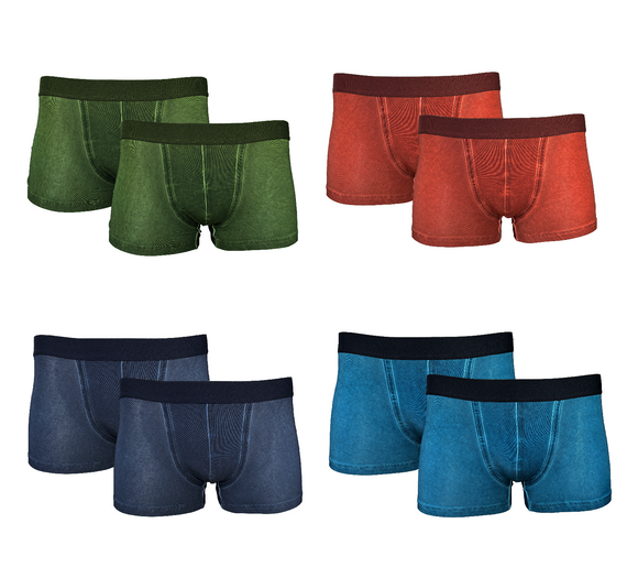 Herren Retropants 2er Pack Grün Rost Navy Blau Baumwolle Gr. M