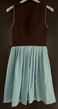 Damen Trachten Dirndl ärmellos braun, blau-weiß kariert Gr. 34 v. Stockerpoint