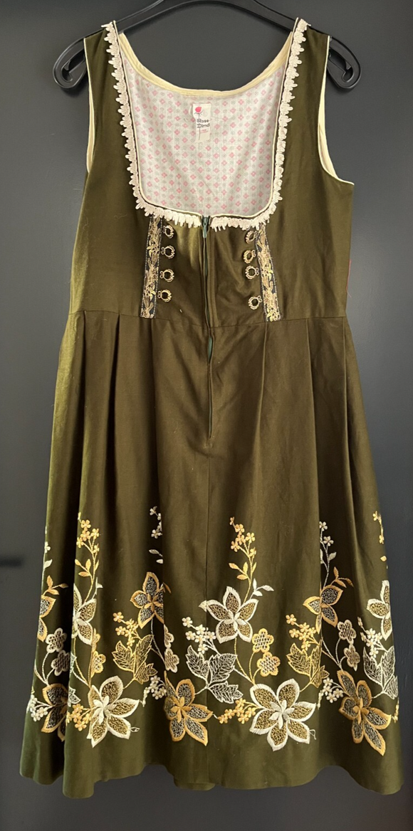 Damen Trachten Dirndl ärmellos braun mit Stickerei ca. Gr. 40 v. Rose-Dirndl