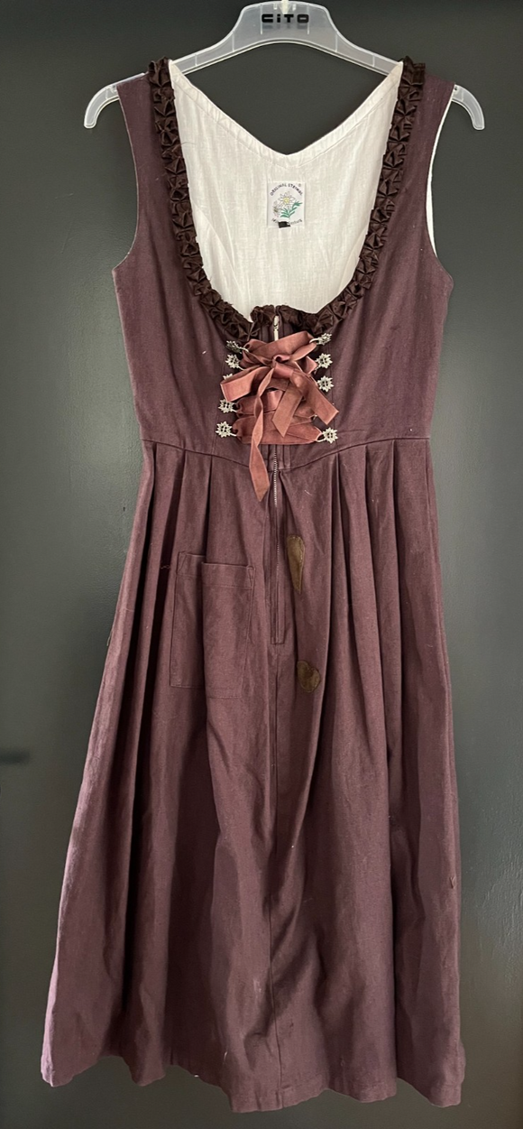 Damen Trachten Dirndl ärmellos braun-rot ca. Gr. 36 v. Steindl