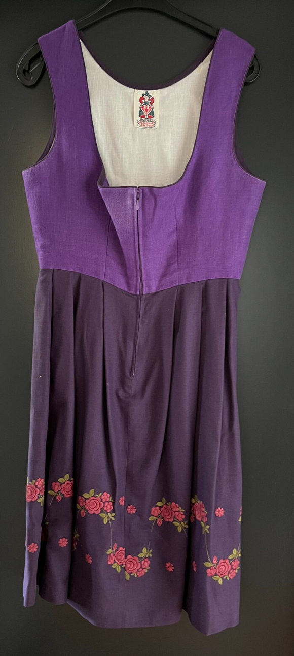 Damen Trachten Dirndl ärmellos lila mit Stickerei ca. Gr. 40 v. Heller