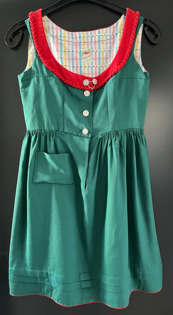 Damen Trachten Dirndl ärmellos Grün, Rot ca. Gr. 38 v. Berchtesgadener Dirndl