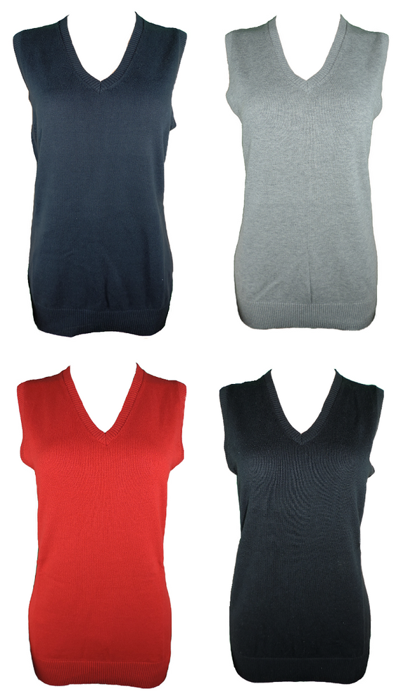 Damen Strick Pullunder Schwarz Rot Tinte Grau Gr. XS S M