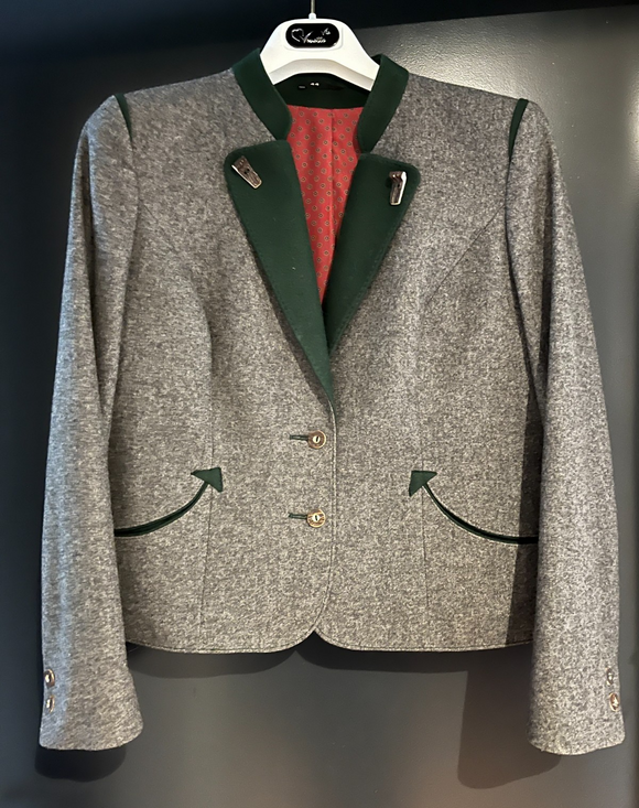 Damen Trachten Janker/Jacke Grau, Grün ca. Gr. 44 v. Riku Trachten