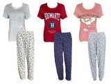 Damen Schlafanzug 2-Teilig Kurzarm Baumwolle Blau Rot Rosa Gr. S M L