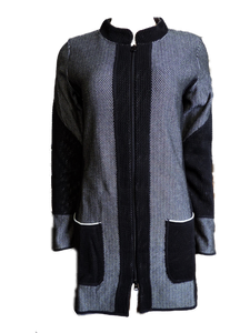 Capuccino Damen Strickjacke Grau Schwarz Gr. 38