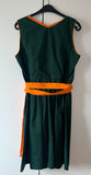 Damen Trachten Dirndl ärmellos m. Schürze Grün/Orange Gr. 40 v. Oscartrachten