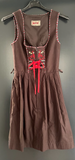 Damen Trachten Dirndl ärmellos Braun, Rot gemustert ca. Gr. 32 v. Stockerpoint